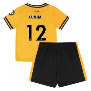 Wolves Matheus Cunha #12 Hjemmebanesæt Børn 2024-25 Kort ærmer (+ korte bukser)